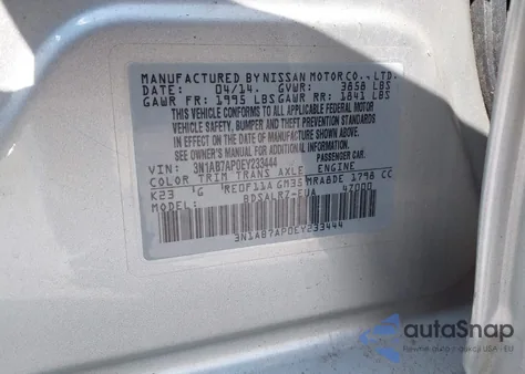 2014 Nissan Sentra Sr from USA, damaged, VIN 3N1AB7AP0EY233444